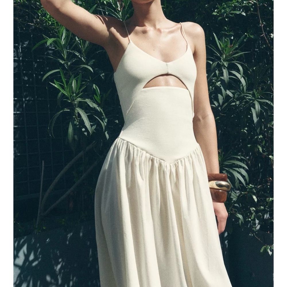 Zara Cream Cut Out Combination Dress - Picture 3 of 3